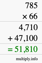 How to calculate 785 times 66 using long multiplication
