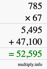 How to calculate 785 times 67 using long multiplication