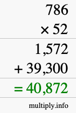 How to calculate 786 times 52 using long multiplication How to calculate 786 times 52 using long multiplication