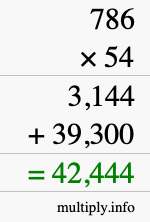 How to calculate 786 times 54 using long multiplication