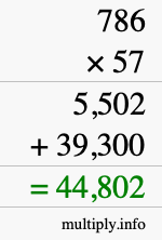 How to calculate 786 times 57 using long multiplication How to calculate 786 times 57 using long multiplication