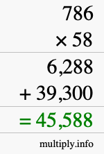 How to calculate 786 times 58 using long multiplication