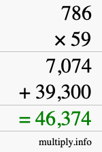 How to calculate 786 times 59 using long multiplication