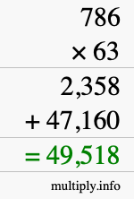 How to calculate 786 times 63 using long multiplication
