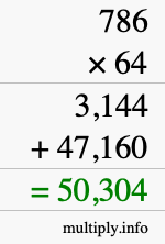 How to calculate 786 times 64 using long multiplication How to calculate 786 times 64 using long multiplication