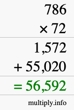 How to calculate 786 times 72 using long multiplication