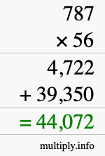 How to calculate 787 times 56 using long multiplication