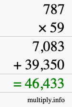 How to calculate 787 times 59 using long multiplication