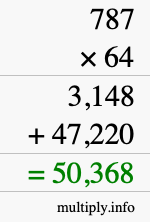 How to calculate 787 times 64 using long multiplication How to calculate 787 times 64 using long multiplication