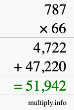 How to calculate 787 times 66 using long multiplication