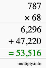 How to calculate 787 times 68 using long multiplication How to calculate 787 times 68 using long multiplication