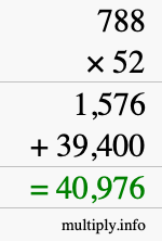 How to calculate 788 times 52 using long multiplication How to calculate 788 times 52 using long multiplication
