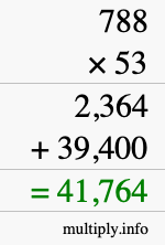How to calculate 788 times 53 using long multiplication