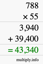 How to calculate 788 times 55 using long multiplication How to calculate 788 times 55 using long multiplication