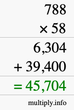 How to calculate 788 times 58 using long multiplication
