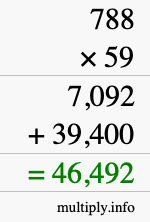 How to calculate 788 times 59 using long multiplication