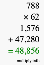 How to calculate 788 times 62 using long multiplication