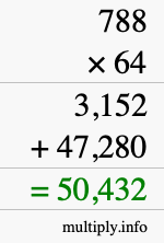 How to calculate 788 times 64 using long multiplication How to calculate 788 times 64 using long multiplication
