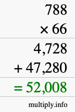 How to calculate 788 times 66 using long multiplication
