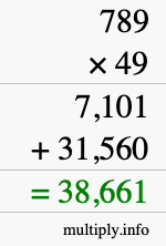 How to calculate 789 times 49 using long multiplication
