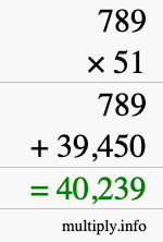 How to calculate 789 times 51 using long multiplication