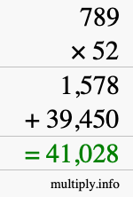 How to calculate 789 times 52 using long multiplication