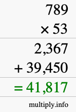 How to calculate 789 times 53 using long multiplication