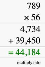 How to calculate 789 times 56 using long multiplication