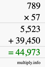 How to calculate 789 times 57 using long multiplication How to calculate 789 times 57 using long multiplication