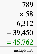 How to calculate 789 times 58 using long multiplication