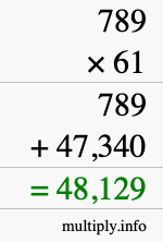 How to calculate 789 times 61 using long multiplication