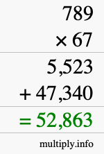 How to calculate 789 times 67 using long multiplication