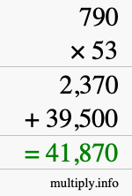 How to calculate 790 times 53 using long multiplication