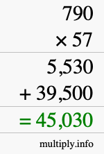 How to calculate 790 times 57 using long multiplication How to calculate 790 times 57 using long multiplication