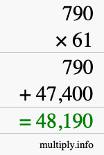 How to calculate 790 times 61 using long multiplication