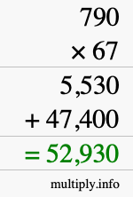 How to calculate 790 times 67 using long multiplication
