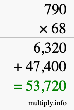 How to calculate 790 times 68 using long multiplication How to calculate 790 times 68 using long multiplication