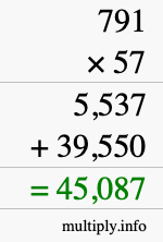 How to calculate 791 times 57 using long multiplication How to calculate 791 times 57 using long multiplication