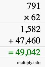How to calculate 791 times 62 using long multiplication How to calculate 791 times 62 using long multiplication