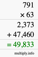 How to calculate 791 times 63 using long multiplication