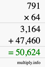 How to calculate 791 times 64 using long multiplication How to calculate 791 times 64 using long multiplication