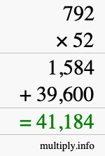 How to calculate 792 times 52 using long multiplication How to calculate 792 times 52 using long multiplication