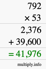 How to calculate 792 times 53 using long multiplication