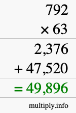 How to calculate 792 times 63 using long multiplication