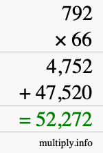 How to calculate 792 times 66 using long multiplication How to calculate 792 times 66 using long multiplication
