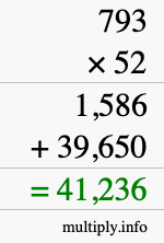 How to calculate 793 times 52 using long multiplication How to calculate 793 times 52 using long multiplication