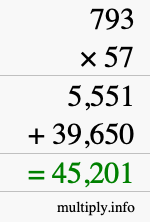 How to calculate 793 times 57 using long multiplication How to calculate 793 times 57 using long multiplication