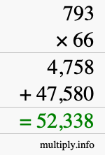 How to calculate 793 times 66 using long multiplication How to calculate 793 times 66 using long multiplication