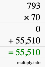 How to calculate 793 times 70 using long multiplication How to calculate 793 times 70 using long multiplication