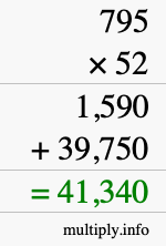 How to calculate 795 times 52 using long multiplication How to calculate 795 times 52 using long multiplication